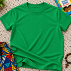 Plain Christian kids shirt in green featuring a simple design with no printed graphics or text
