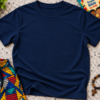 Plain Christian kids shirt in navy blue featuring a simple design with no printed graphics or text
